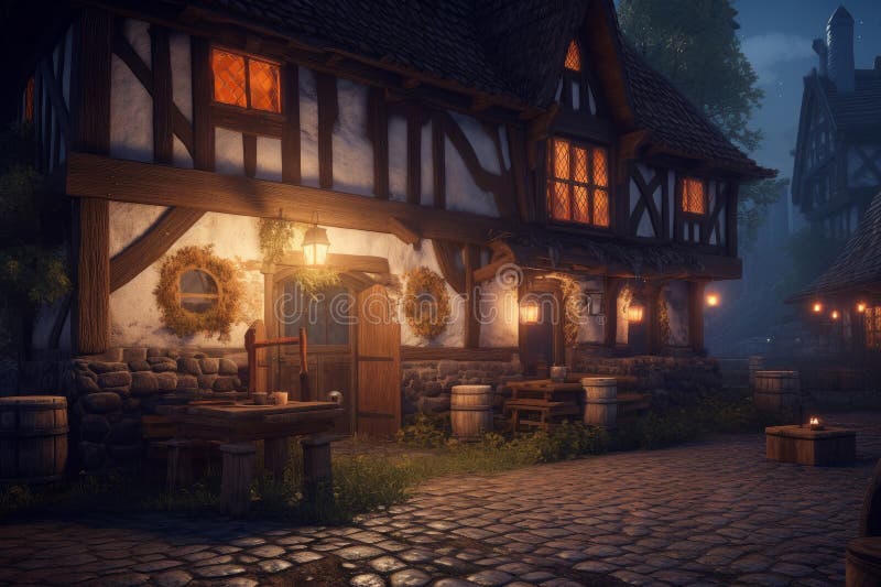 Timber inn at night